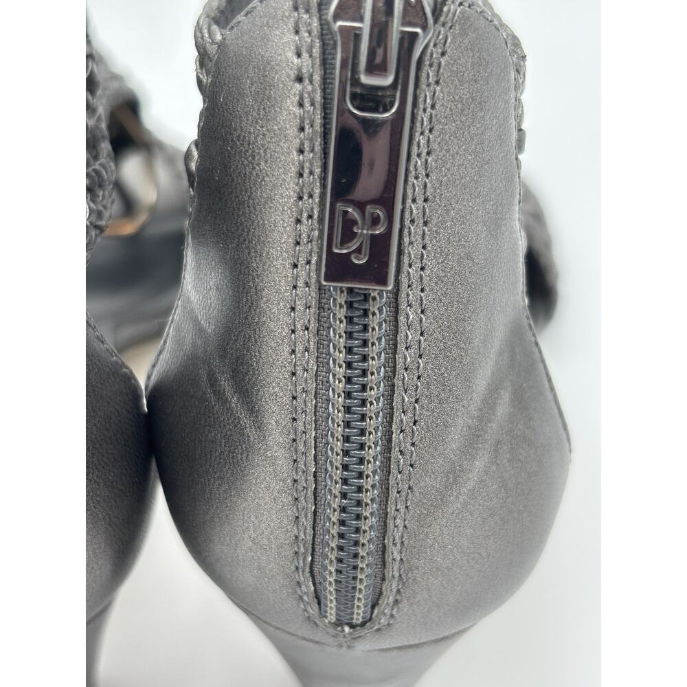 Donald Pliner Verona 2 Heels Sandals Pewter Grey Leather Size 8 M Basketweave - Picture 6 of 14